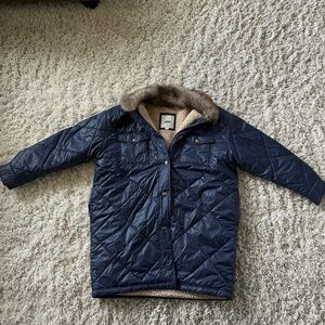 AERIE Quilted Puffer Faux Fur Hood Coat